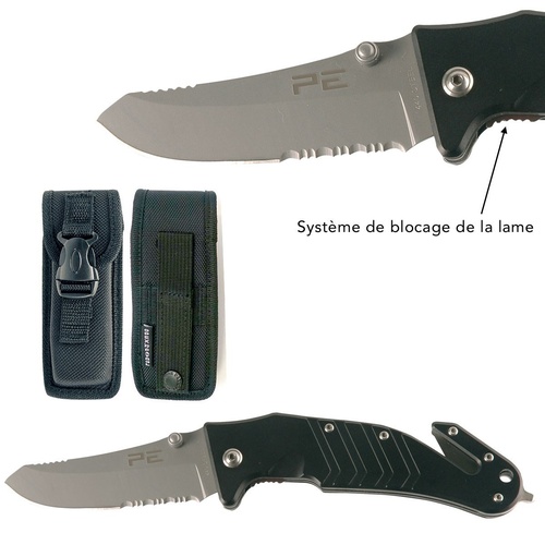 COUTEAU COUPE SANGLE ET BRISE VITRE : ETUI NOIR