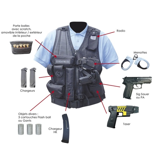 Gilet FORCE D'INTERVENTION ave holster pour PA ou Taser