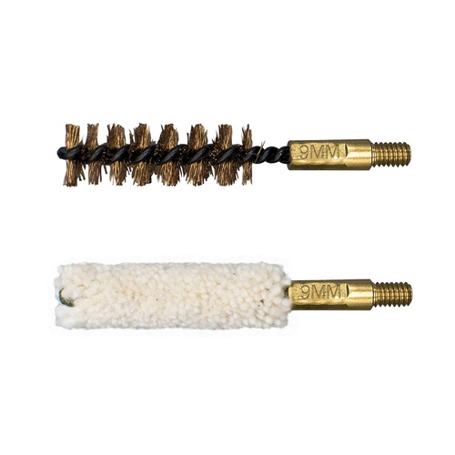 Lot de 2 brosses de nettoyage combinés pour arme calibre .38"/9 mm