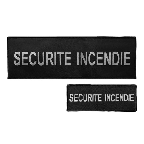 Lot dossard + bande poitrine fond noir lettres grises SECURITE INCENDIE