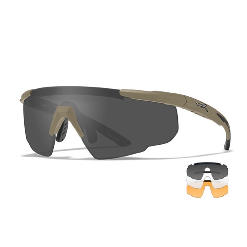 Lunettes de protection balistiques Saber Adv. tan écrans fumé/incolore/orange