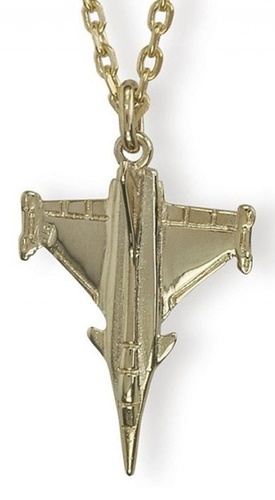 Pendentif avion Rafale plaqué or