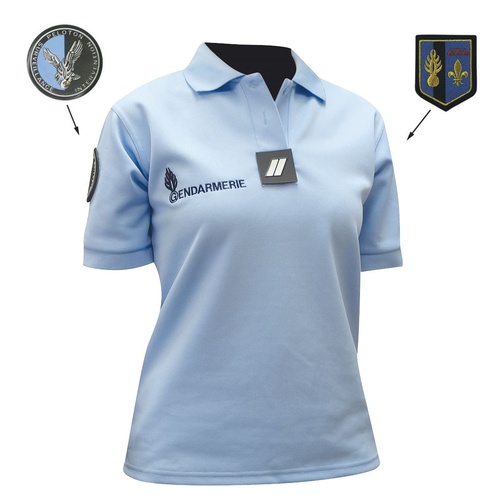 Polo bleu GENDARMERIE femme allégé manche courtes