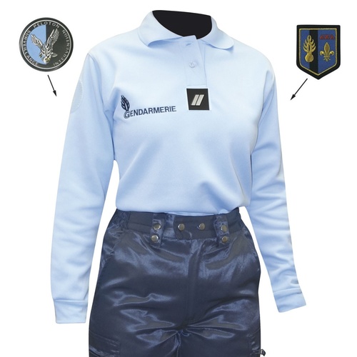 Polo bleu GENDARMERIE femme manches longues