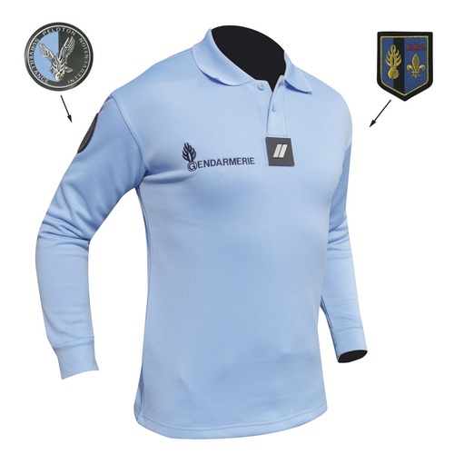 Polo bleu GENDARMERIE homme manches longues