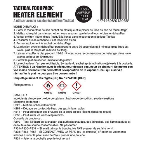 Réactif chauffant sans flamme Tactical Heater Element